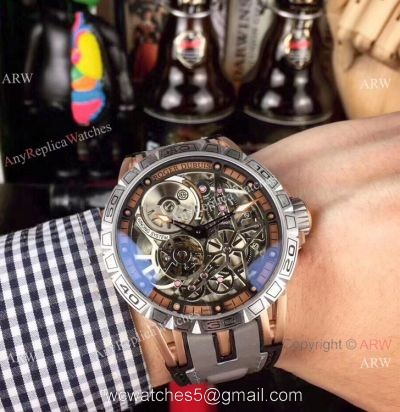 Roger Dubuis Excalibur Spider Rose Gold Plated Titanium Watch AAA Replica watches
