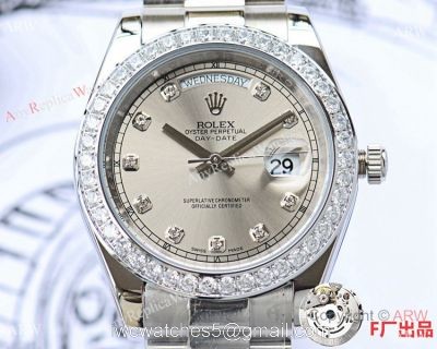 NEW UPGRADED Copy Rolex Day-Date II Stainless Steel President Gray Face watches