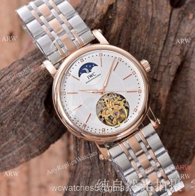 Copy IWC Schaffhausen Tourbillon Moon 2Tone Rose Gold Watches 42mm Low Price watches