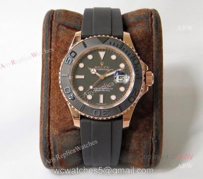 VR Factory Best Replica Rolex Yacht Master Rose Gold Rubber Strap Mens Watch watches