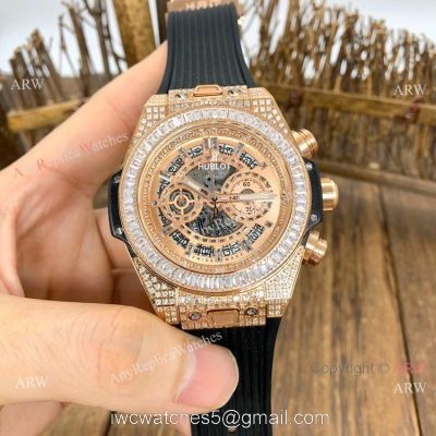 Top Grade Hublot Big Bang Unico Sapphire Watch Rose Gold Iced Out Bracelet watches