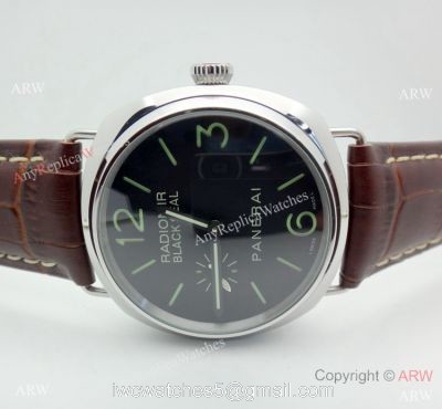 Panerai PAM183 Black Seal Watch SS Brown Leather Strap watches
