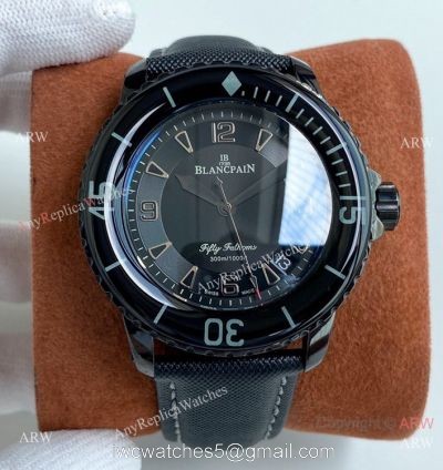 Swiss Quality Copy Blancpain Fifty Fathoms Solid Black Watch Citizen 8215 Movement watches