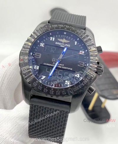 Solid Black Breitling Cockpit B50 Replica Watches Rubber Strap watches