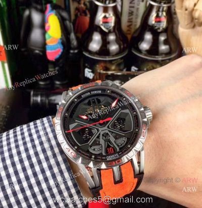 New Replica Roger Dubuis Lamborghini Huracan Watch Titanium Orange Gummy Strap watches