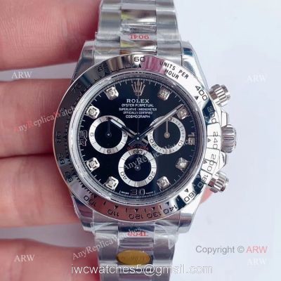 New Dial-Noob Factory Rolex Daytona Stainless Steel Black Dial Automatic Swiss Copy Watch watches