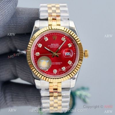 Swiss Quality Rolex Datejust ii 41mm Cherry red Dial Diamond Markers Jubilee Watch watches