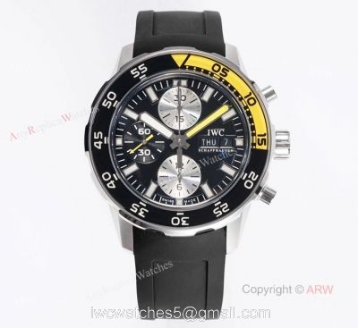 Replica IWC Aquatimer Chronograph Black Yellow Bezel Asia 7750 Watch 44mm watches