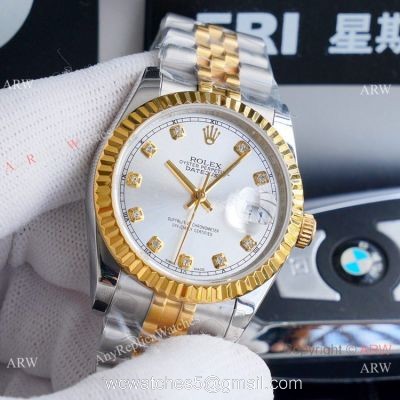 Fake Rolex Oyster Perpetual Datejust 36mm Watches 2-Tone Silver Diamond watches