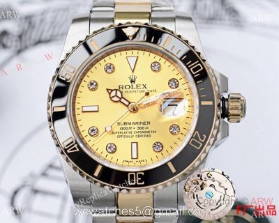 Rolex Submariner Clone Watch 40mm Two Tone Diamond Marker watches
