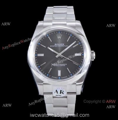 Swiss Replica Rolex Oyster Perpetual SS Gray Dial Watch Rolex ?r 904L Swiss 2836 Movement watches