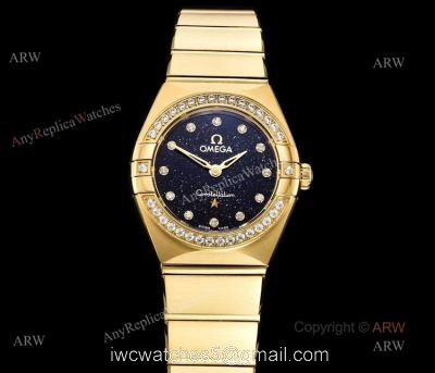 GF Factory Womens Omega Constellation Black Aventurine Dial Swiss Replica Watch watches