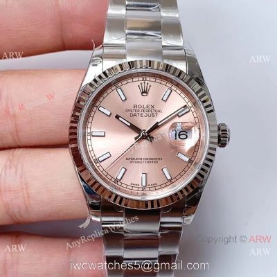 EW Factory Swiss 3235 Rolex Datejust Ss Salmon Dial Watch 36mm watches