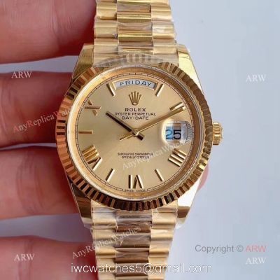 Noob Factory V3 Replica Rolex Day-Date ii 41 Yellow Gold Watch Swiss 3255 Movement watches