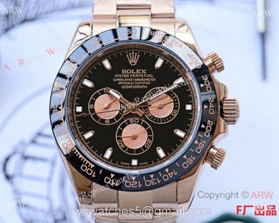 Rolex Daytona Rose Gold Ceramic Bezel Black Dial Watch 43mm watches