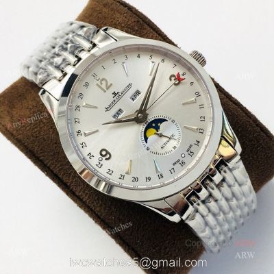 (JLF) Swiss Copy Jaeger-Lecoultre Moonphase Silver Dial Watch For Men watches