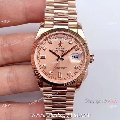 (EW Factory) Swiss Rolex Oyster Perpetual Day Date Fake Watch Rose Gold Presidential 36mm watches