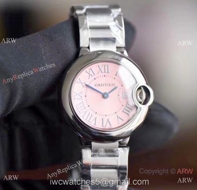 V6 Factory Copy Cartier Ballon Bleu Pink Face 28mm Ladies Watch watches