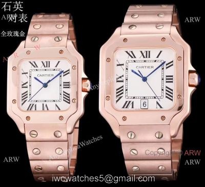 New Replica Cartier Santos de Cartier Lover Watch Rose Gold Quartz watches