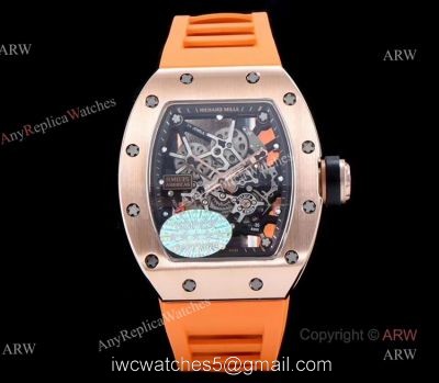 KV Factory Replica Richard Mille RM035 Americas Rose Gold Watch With Orange Rubber Band watches