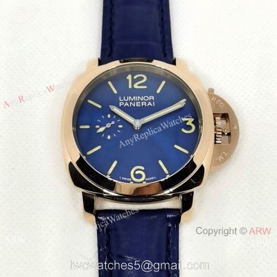 Replica Officine Panerai Luminor Watch 44MM Rose Gold Blue Dial watches