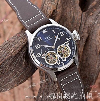 Copy IWC Big Pilots Double tourbillon Men Watches Ss Blue Face watches