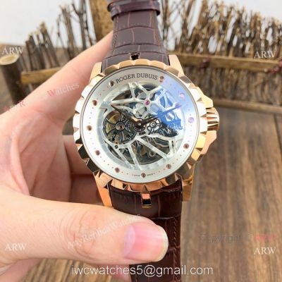 New Replica Roger Dubuis Excalibur Skeleton Watch Rose Gold Case watches