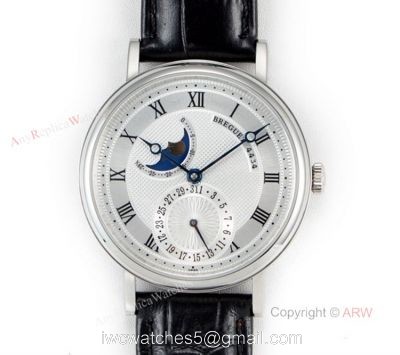 Replica Breguet Classique Moonphase Watch 40mm Breguet Black Leather Strap watches
