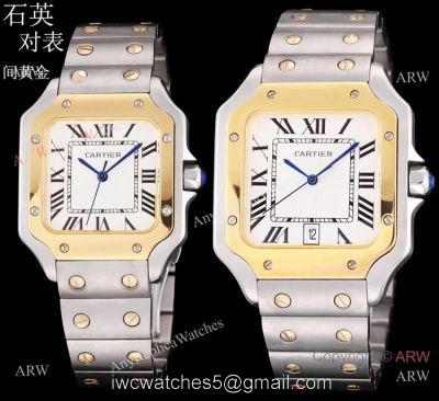 Best Copy Cartier Santos de Two Tone Quartz Watch 39mm or 35mm watches
