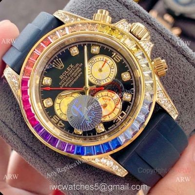 High Quality Copy Rolex Daytona Rubber Band Rainbow Bezel Watch 40mm watches