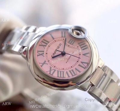 V6 Factory Ballon Bleu Cartier Stainless Steel Pink Face 28mm Watch W6920071 watches