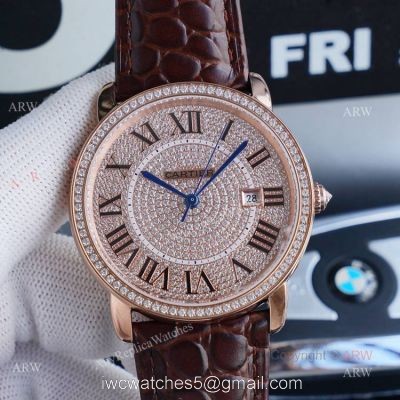 High Quality Cartier Ronde Solo 42mm rose gold Diamond Replica Watch watches