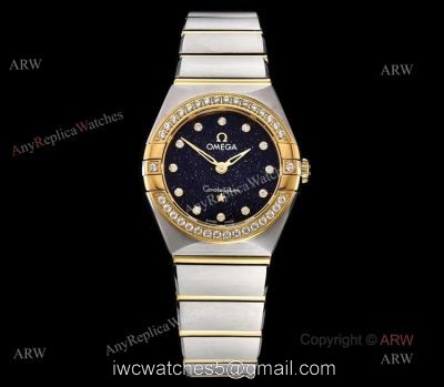 GF Factory Swiss Replica Omega Constellation Two Tone Ladies Watch With Black Aventurine Dial watches