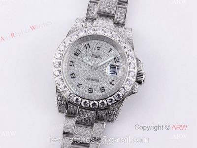 Replica Rolex Submariner 116610 Silver Diamond Iced Out Watch 40mm watches