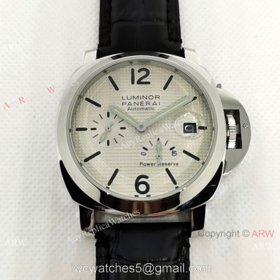 Fake Officine Luminor Power Reserve Watch White Dial Black Leather Band watches