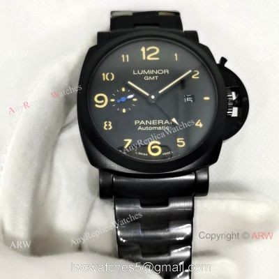 Fake Panerai Luminor GMT PAM 1441 Men Watch Black Steel watches