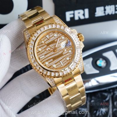 Best Iced Out Rolex Watch Replica Rolex GMT-Master II Gold Diamond Watch watches