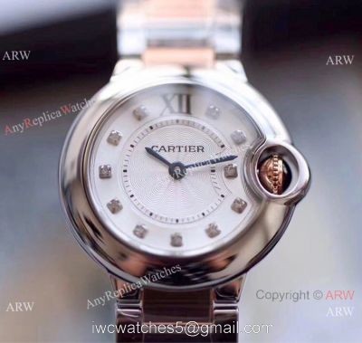 V6 Factory Cartier Ballon Bleu Two Tone Rose Gold Diamond Watch 28mm watches