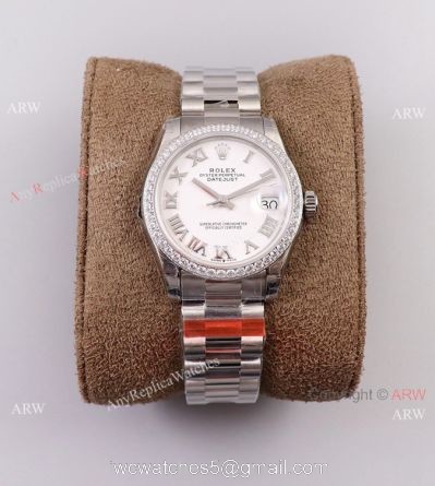 (TWF) New Rolex Oyster Perpetual Datejust 31mm Knockoff Watch With White Dial Diamond Bezel watches