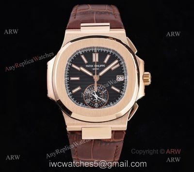 3K Factory V2 Patek Philippe Nautilus 5980 Rose Gold Black Chronograph Dial Swiss Replica Watch watches