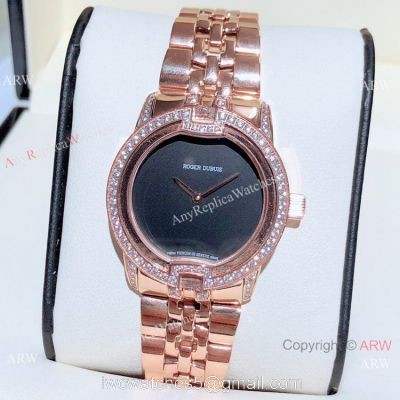 Copy Roger Dubuis Velvet Quartz Watches Rose Gold Black Dial watches