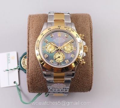 New Two Tone Daytona Rolex Replica Watches Mother Of Pearl Diamond Dial watches