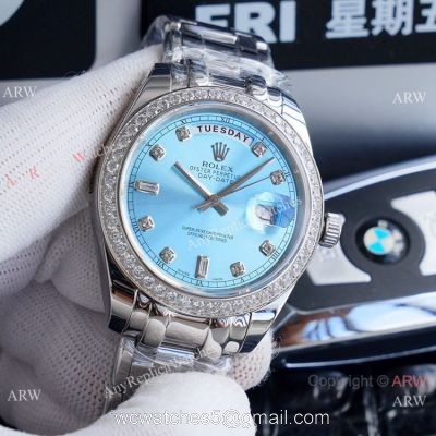 High Quality Rolex Oyster Perpetual Day Date Baby Blue Watch 40mm watches