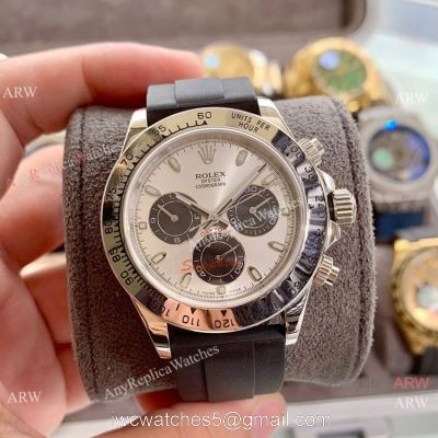 Fake Rolex Daytona Rubber Strap Silver Dial 40mm Wrist watches
