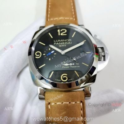 Panerai Luminor GMT PAM1321 Stainless Steel Brown Leather Strap Watch watches