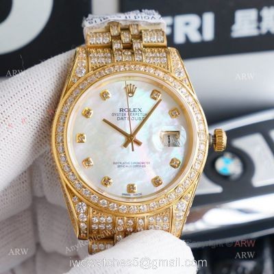 Gold Rolex Oyster Perpetual Datejust With Diamonds 41mm Replica Watch watches