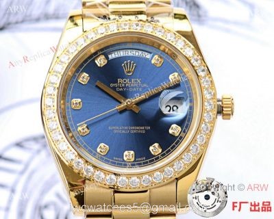 NEW UPGRADED Rolex Day-date II 41mm Watch Yellow Gold Blue Diamond watches