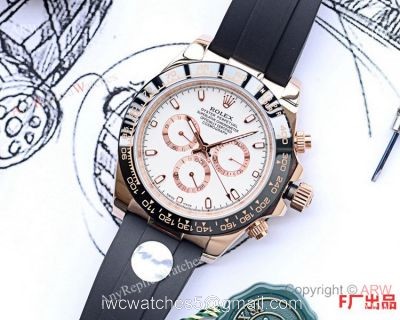 Copy Rolex Daytona 43mm Watch Rolex Daytona Rubber Band Rose Gold Ceramic Bezel watches