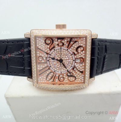 Replica Franck Muller Master Square Watch Rose Gold Full Diamond Automatic watches