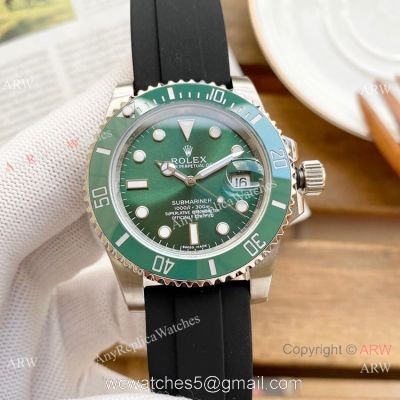 Best Quality Rolex Submariner Clone Green Dial Rubber Strap Watches 40mm watches
